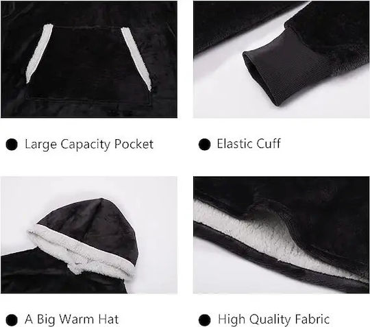 Oxford Home Velvet Blanket with Sleeves 90x100cm Gray