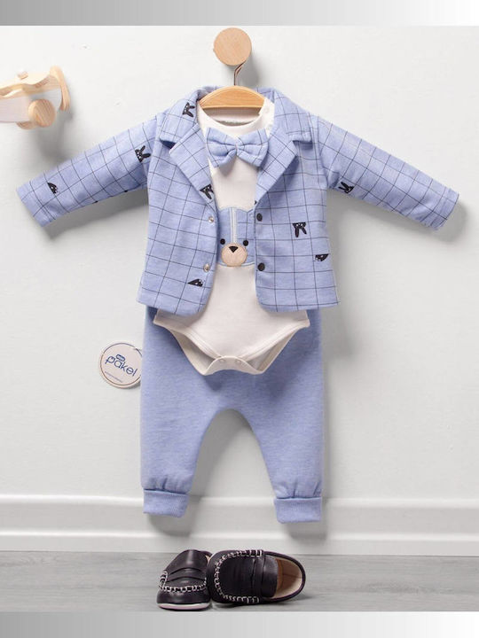 Pakel mini Set Body pentru Bebeluși cu Pantaloni Blue 3buc