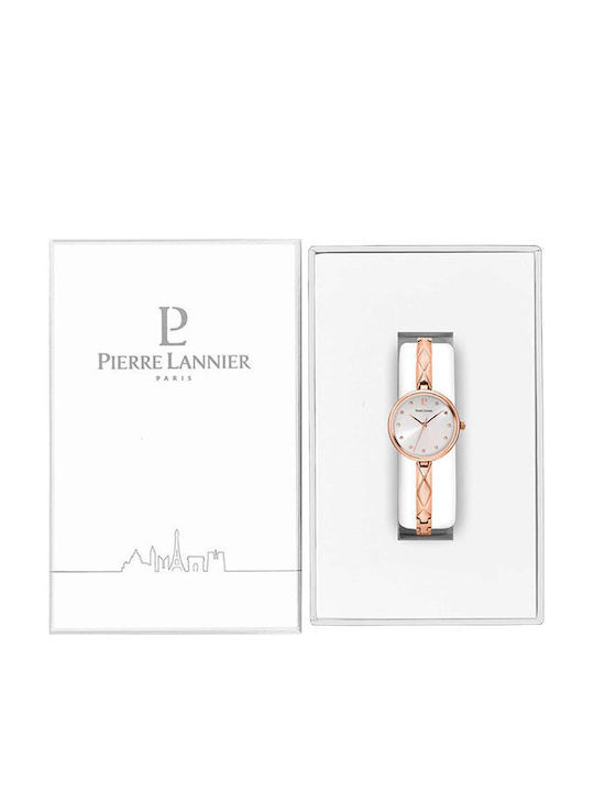 Pierre Lannier Crystals Γυναικείο Ρολόι 28mm Μπαταρίας με Ροζ Χρυσό Μεταλλικό Μπρασελέ