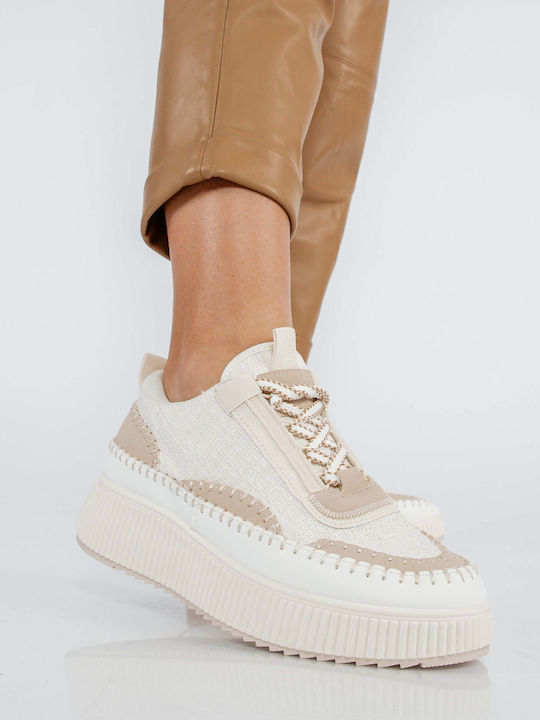 Siamoshoes Damen Flatforms Sneakers Beige