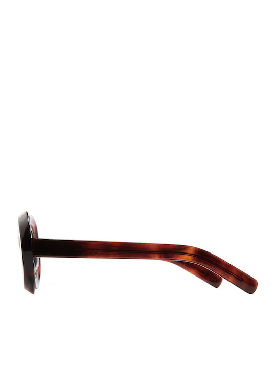 Kaleos Women's Sunglasses with Brown Tartaruga Plastic Frame and Blue Lens