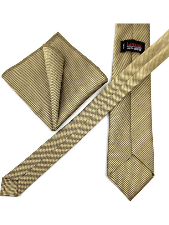 Legend Accessories Σετ Ανδρικής Γραβάτας με Σχέδια σε Χρυσό Χρώμα