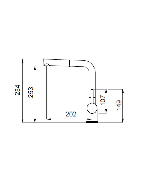 Elleci Aluna Plus Ψηλή Μπαταρία Κουζίνας Πάγκου με Ντουζ Inox Ασημί