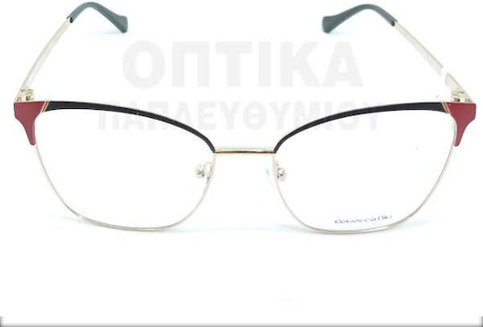 Rebecca Blu Rebecca Blu Rj03 Frauen Metallischer Katzenauge Brillengestell Rot RB7620