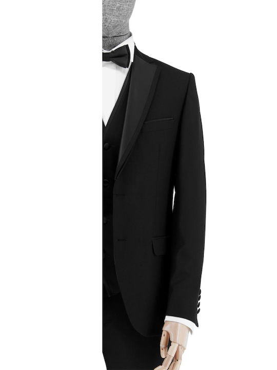 Makis Tselios Fashion Men's Suit with Vest Black