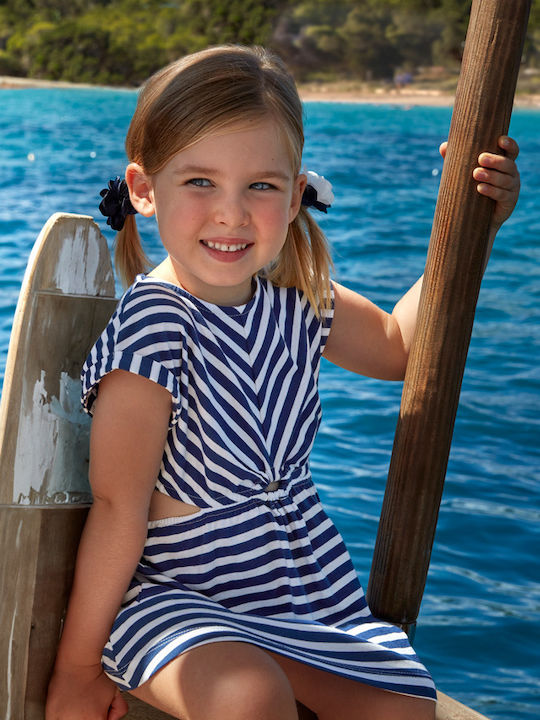 Mayoral Kids Dress Striped Dark Blue