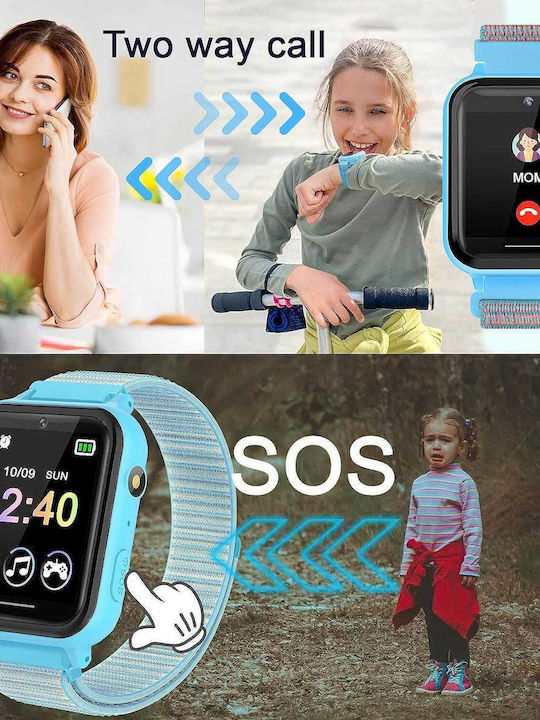 Pthtechus Kinder-Digitaluhr mit Stoffarmband Blau
