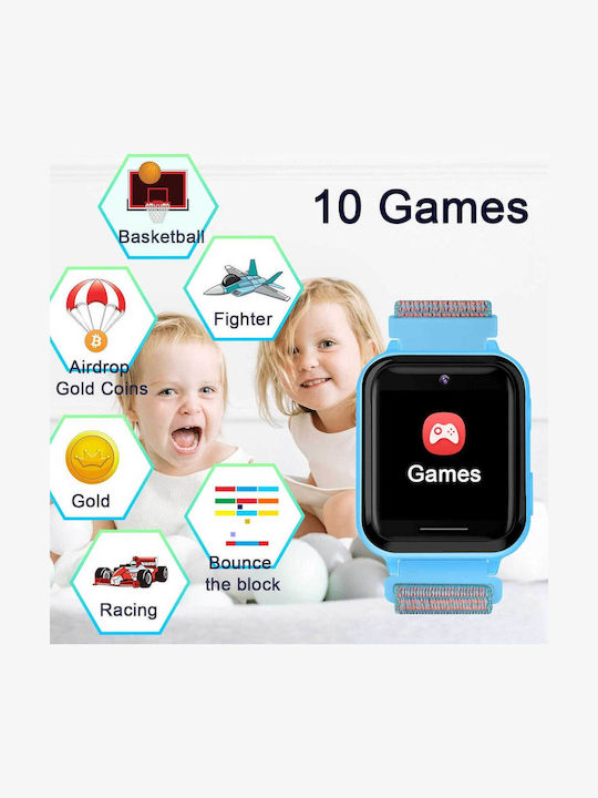 Pthtechus Kinder-Digitaluhr mit Stoffarmband Blau