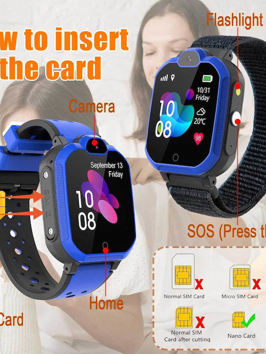 Pthtechus Παιδικό Smartwatch 4G με GPS & Κάμερα Μπλε