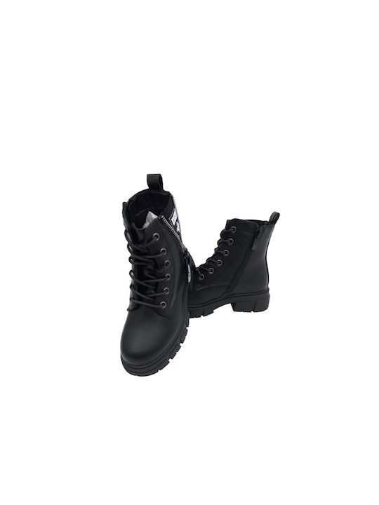 Comet Kids PU Leather Boots with Zipper Black