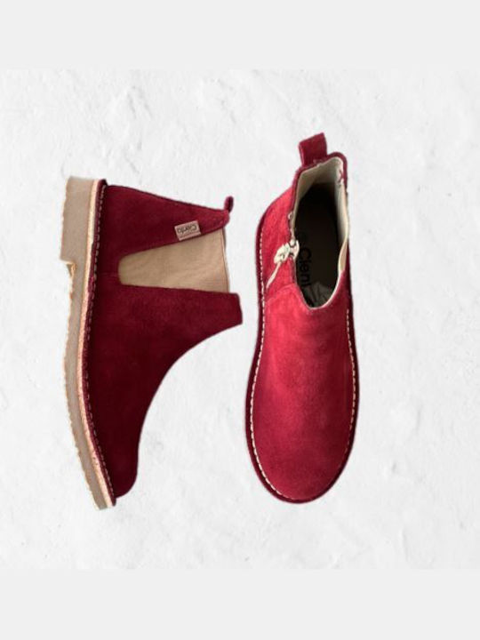 Cienta Kids Suede Chelsea Boots Burgundy