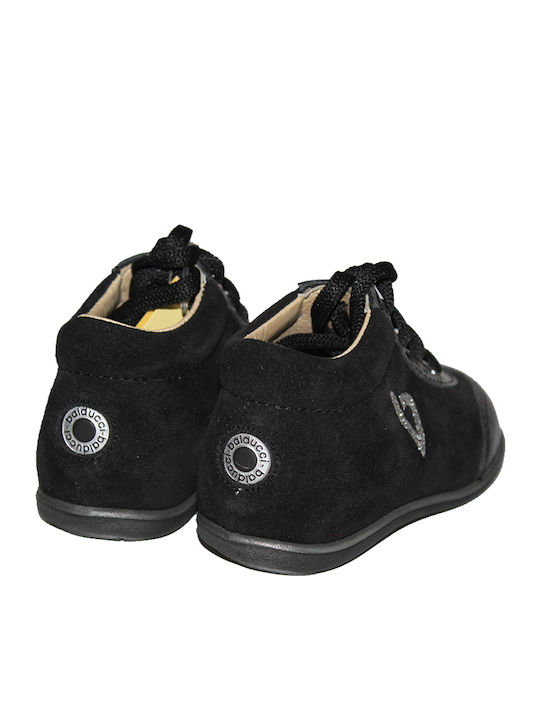 Leather Kids Boots with Laces Black
