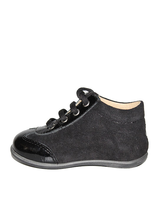Leather Kids Boots with Laces Black