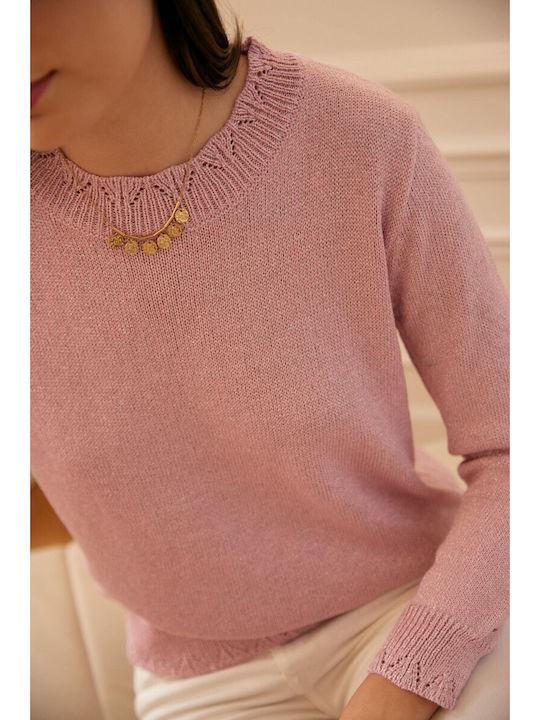 Bon Damen Langarm Pullover Pink