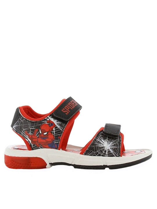 Spiderman Kinder Sandalen mit Klettverschluss & Lichtern Schwarz