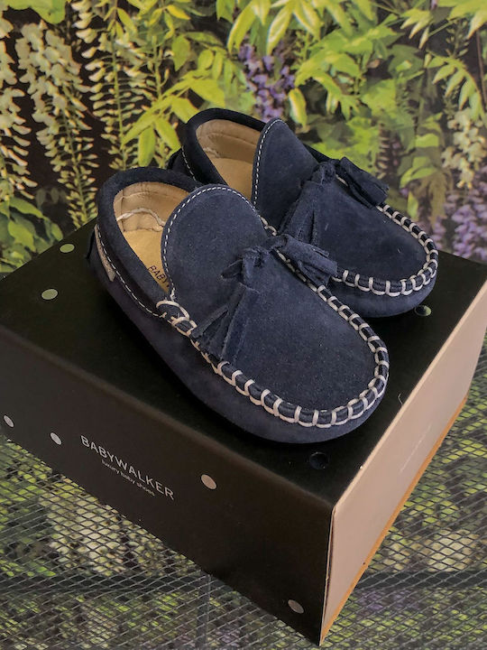 Babywalker Βαπτιστικά Δερμάτινα Μοκασίνια Navy Μπλε