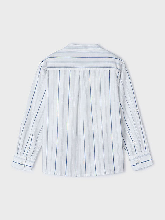 Kids Striped Shirt Long Sleeve Linen White