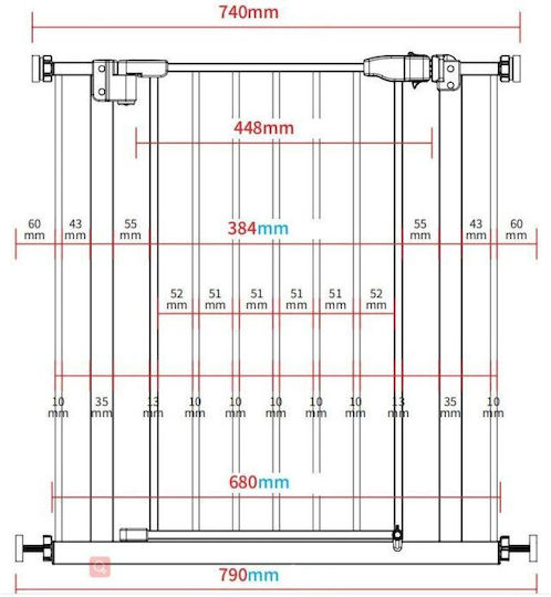 Qmini Ușă de siguranță din Metal în Culoare Gri 109.4x78cm 1buc