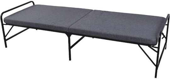 Folding Guest Bed with 5cm Mattress Single Black 190x70cm