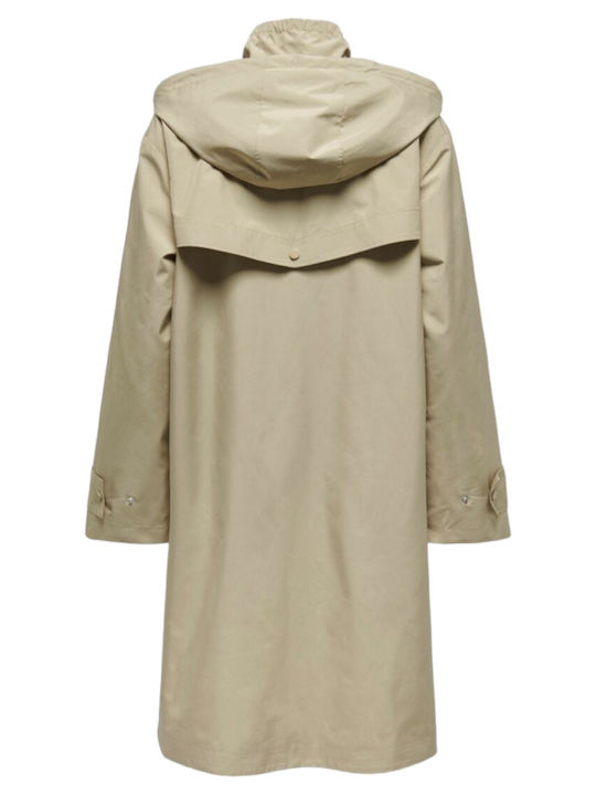 Only Women's Midi Coat with Buttons White Pepper