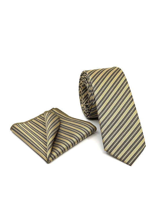 Legend Accessories Set Cravate Bărbați Mătase Tipărită Bej