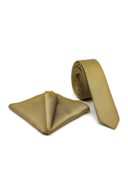 Legend Accessories Σετ Ανδρικής Γραβάτας με Σχέδια σε Χρυσό Χρώμα L-047 48 4.5