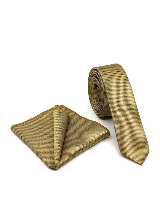 Legend Accessories Σετ Ανδρικής Γραβάτας με Σχέδια σε Χρυσό Χρώμα L-047 48 4.5