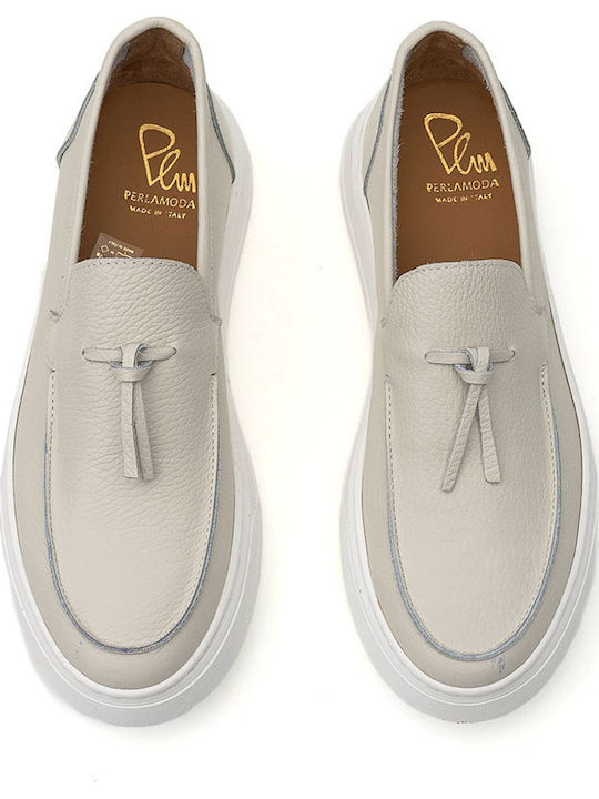 Men's Leather Moccasins White