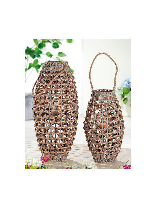ArteLibre Tabletop Wicker Lantern Brown 57cm
