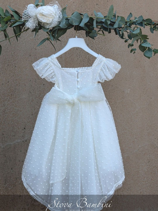 Stova Bambini Εκρού Φόρεμα Βάπτισης από Τούλι