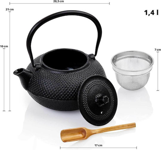 Lumaland Boiler with Mug Cast Iron Black 1400ml 12 Pieces