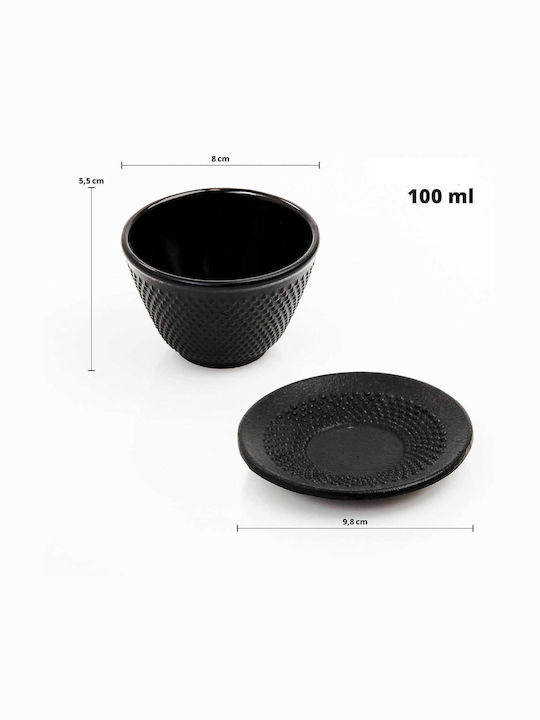 Lumaland Teekessel mit Tasse Gusseisen Schwarz 1400ml 12 Stück