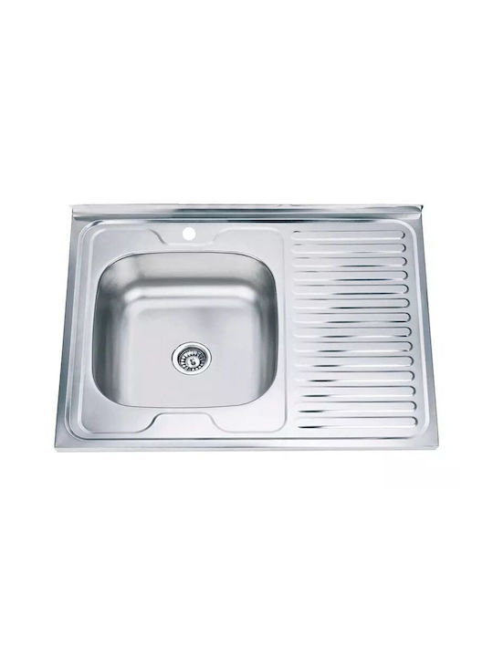 Inter Ceramic Alpaca Ένθετος Νεροχύτης Δεξιός Inox Μ80xΠ60cm Ασημί