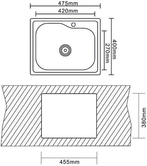 Inter Ceramic 4740/4741CHROME Ένθετος Inox Μ47xΠ40cm Ασημί