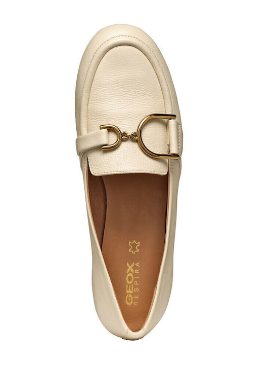 Palmaria J Leather Women's Loafers in Beige Color