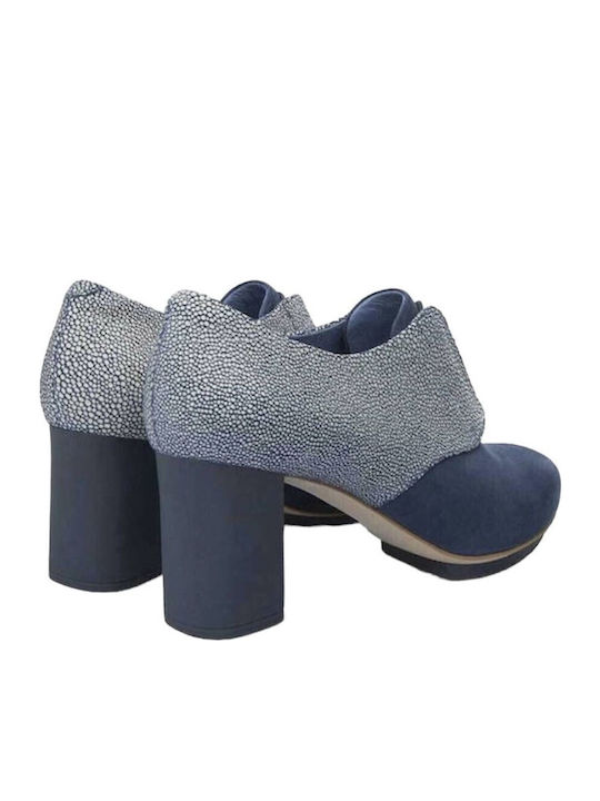 Ghete dama Oxfords de catifea albastru