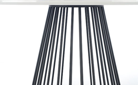 Brodway Dining Room Table Wooden White Marble Black 110x110x75cm