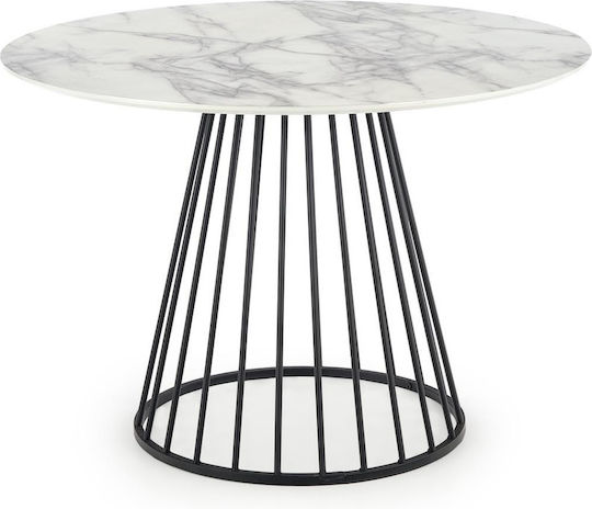 Brodway Dining Room Table Wooden White Marble Black 110x110x75cm