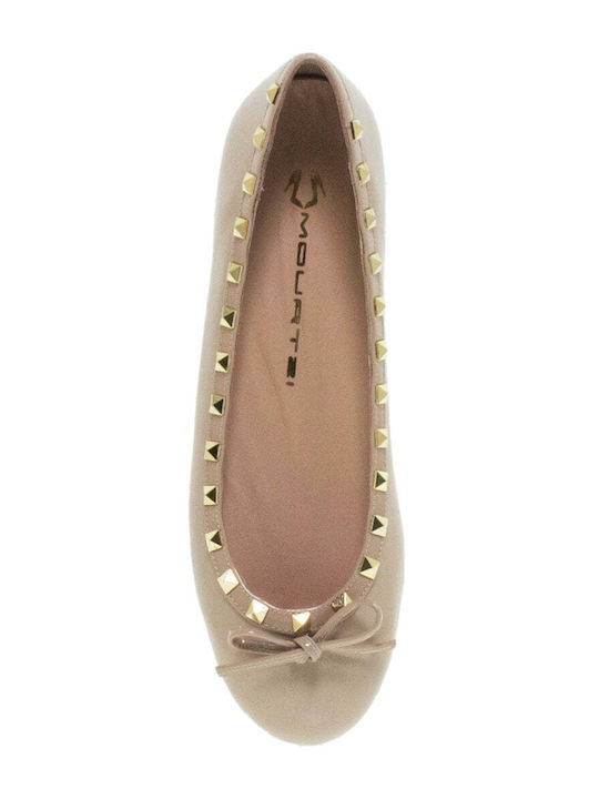 Mourtzi Leather Ballerinas Beige