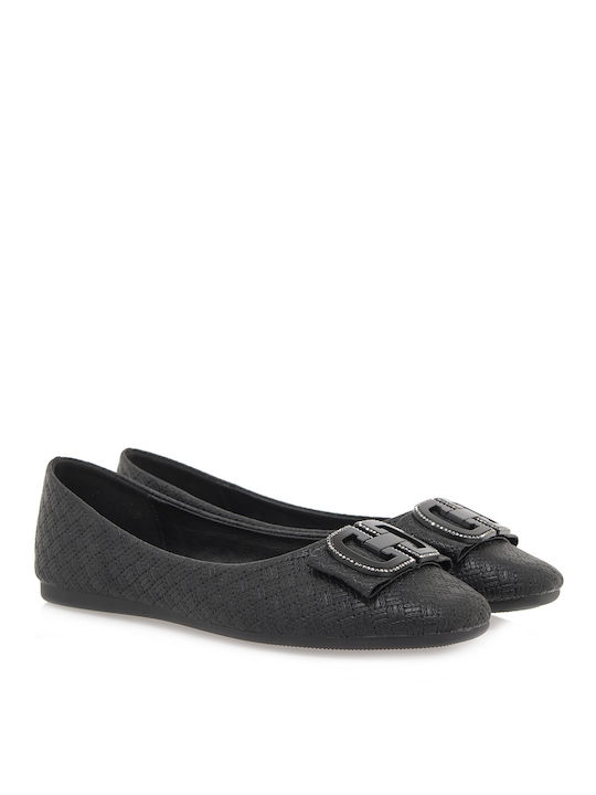 Seven Synthetic Leather Ballerinas Black