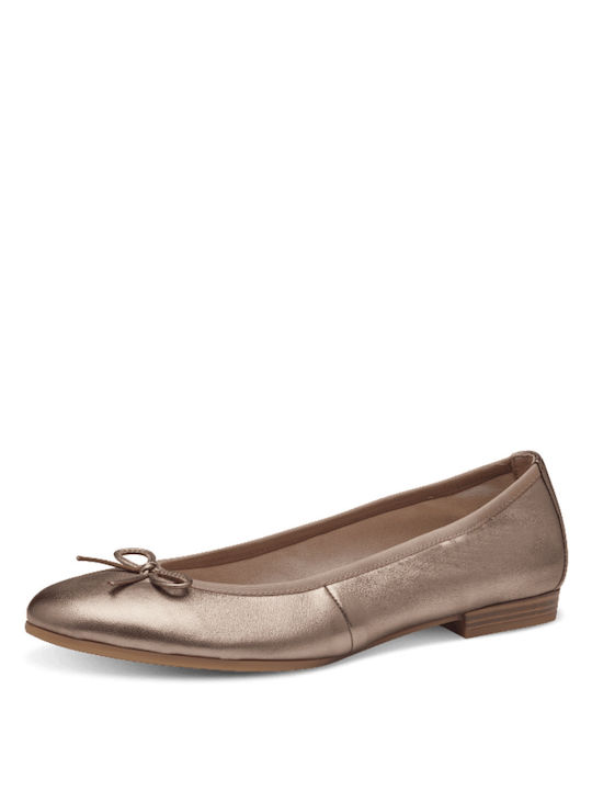 Tamaris Leather Ballerinas Gold