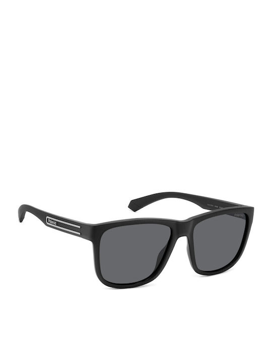 Polaroid Men's Sunglasses With Black Horn-Rimmed Frame And Grey Lens PLD2155/S 003/M9