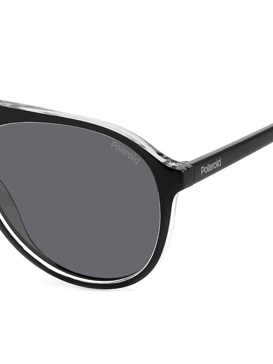 Polaroid Men's Sunglasses with Black Horn-Rimmed Frame and Grey Lens PLD4162/S 7C5/M9