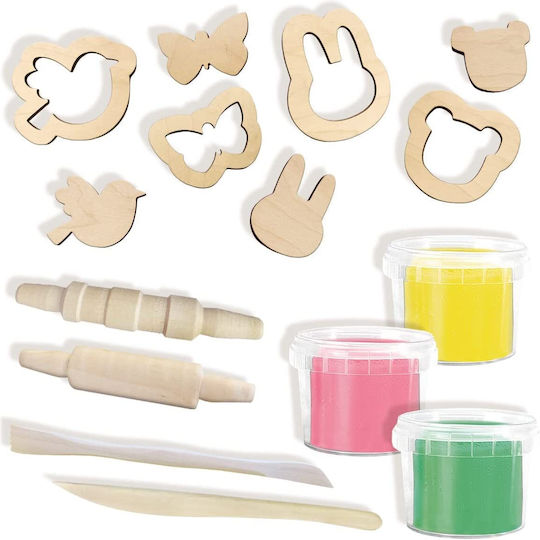 Ses Creative Πλαστελίνη - Παιχνίδι Eco Dough with Wooden Tools για 3+ Ετών, 3τμχ