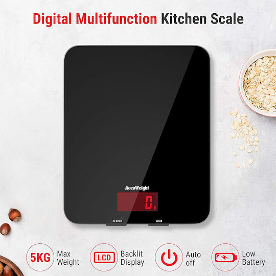 Accuweight Digital Kitchen Scale Up To 5kg Black