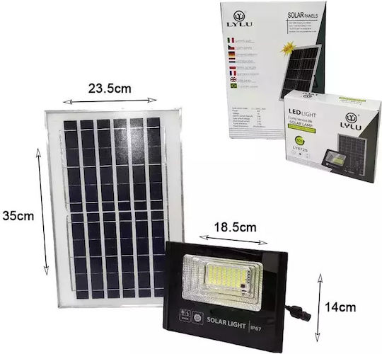 Ly6725 – Στεγανός Ηλιακός Προβολέας LED 60W Ψυχρό Λευκό 6500K με Τηλεχειριστήριο IP67