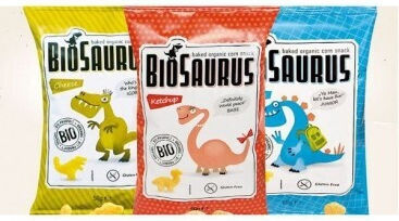 Ola Bio Bio Gepuffte Snacks Dinosaurier aus Mais Käse 50gr