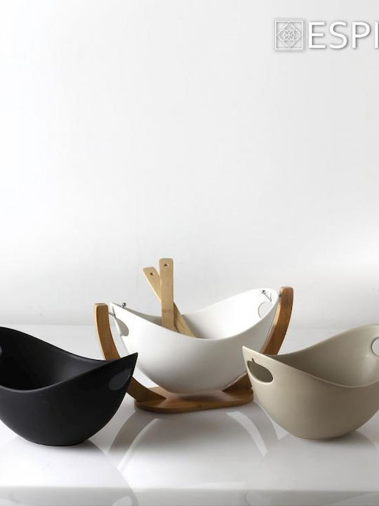 Espiel Salatschüssel mit Salatbesteck Keramik Beige 11.9x36.9x18.9cm 1Stück