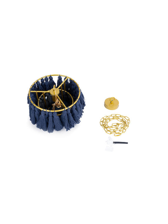 GloboStar Missoula Deckenleuchte Blau Boho Raster mit Lampenbirnensockel E27 30x40x40cm