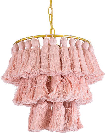 GloboStar Missoula Deckenleuchte Rosa Boho Raster mit Lampenbirnensockel E27 30x40x40cm